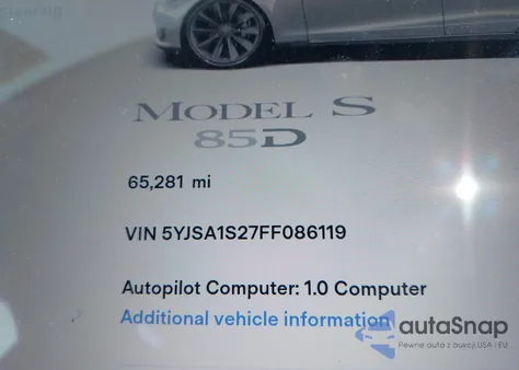 2015 Tesla Model S 70D/85D/P85D from USA, damaged, VIN 5YJSA1S27FF086119